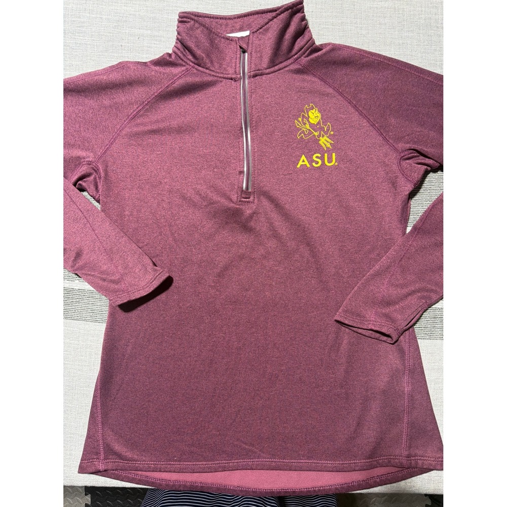 ASU Sun Devils Womens Medium Maroon Quarter Zip Pullover Sparky Logo Athleisure